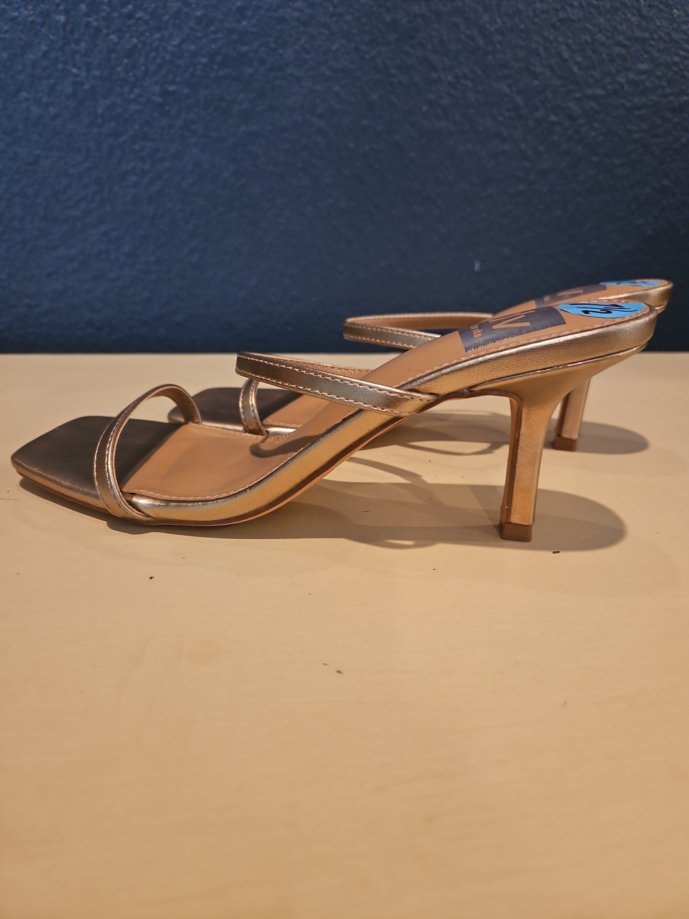 NWOB dv by Dolce Vita Metallic Rose Gold Strappy Heeled Square Toe Sandals - Picture 3 of 6